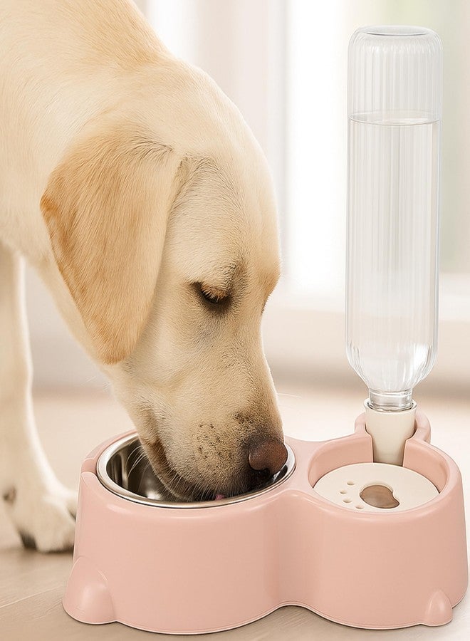 DARKFISH 2 In1 Pet Feeder Food and Water Dispenser|Stainless Steel Bowl|Automatic Water Dispensing Mechanism|Suitable for Cats and Dogs,?32 cm,H_22 cm,W_16.5 cm(Multicolor) - Image 2